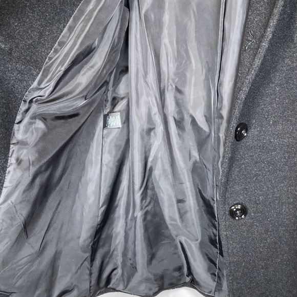 London Fog Black Fuzzy Wool Pea Coat Minimalist Nautical Military Preppy - Picture 8 of 12